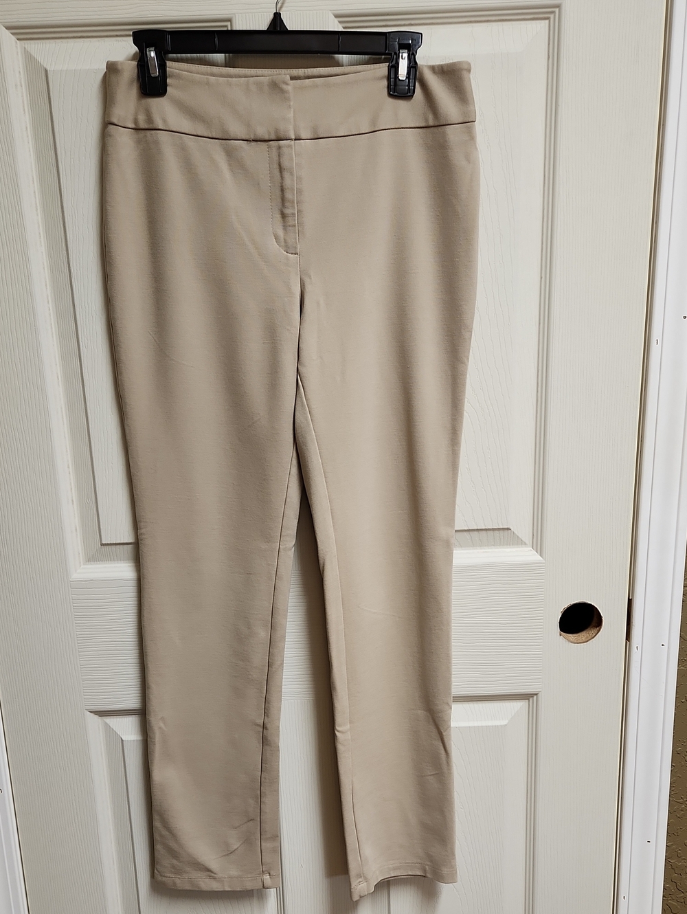 Grace Elements Women's Stretch Straight Leg Dress Pants With Front Closure Beige
